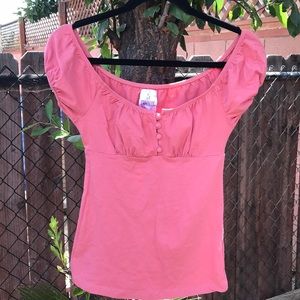 Coral color junior top w/cap sleeves w/ stretch